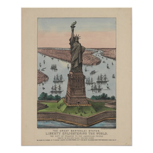 Póster Estatua de la Libertad Patriótica Nueva York (Anverso)