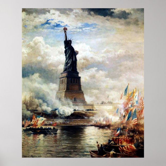 Póster Estatua de la libertad revelada por Edward Moran (Frente)
