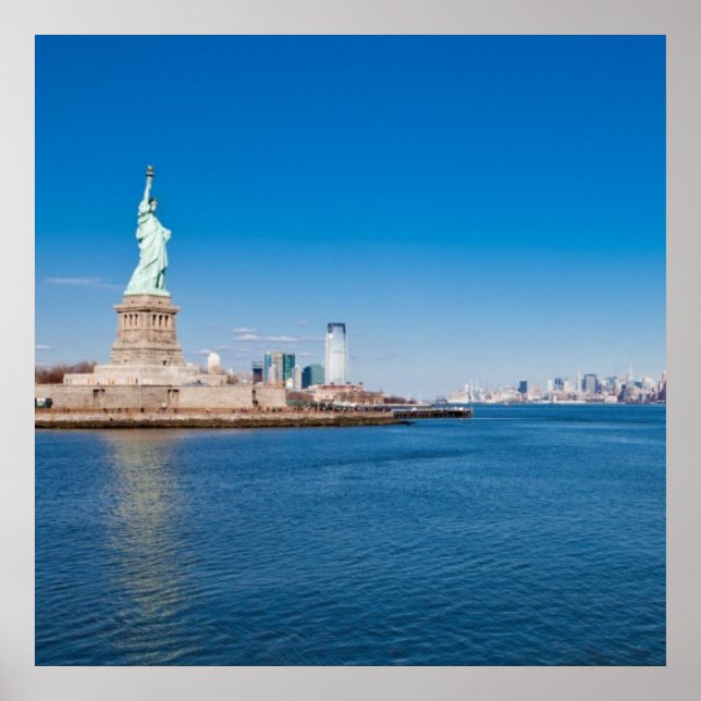 Póster Estatua de la Libertad, río Hudson y Manhattan (Frente)