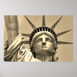 Póster Estatua de la Libertad Sepia en Nueva York
