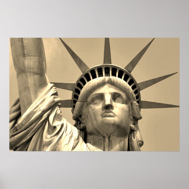 Póster Estatua de la Libertad Sepia en Nueva York (Frente)