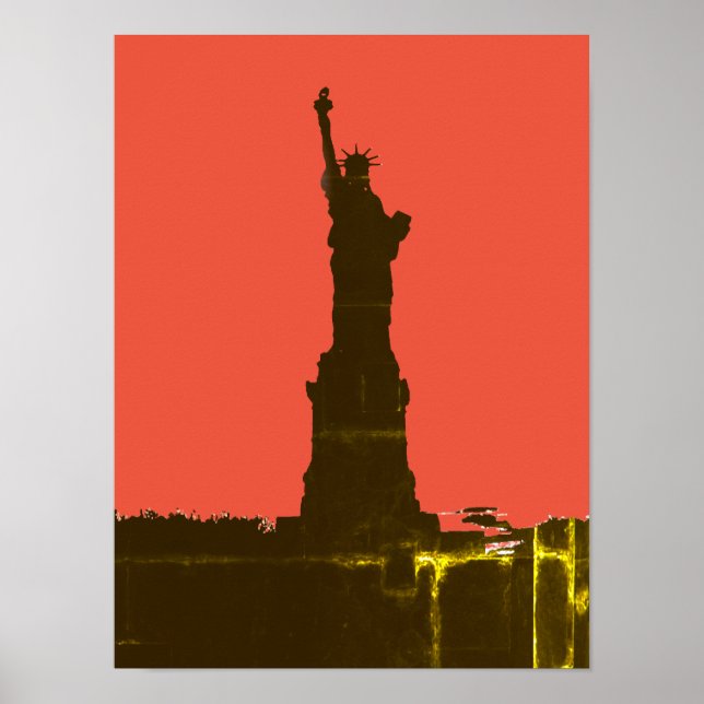 Póster Estatua de la Libertad Silhouette Pop Art (Frente)