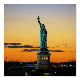 Póster Estatua de la Libertad Sunset Nueva York