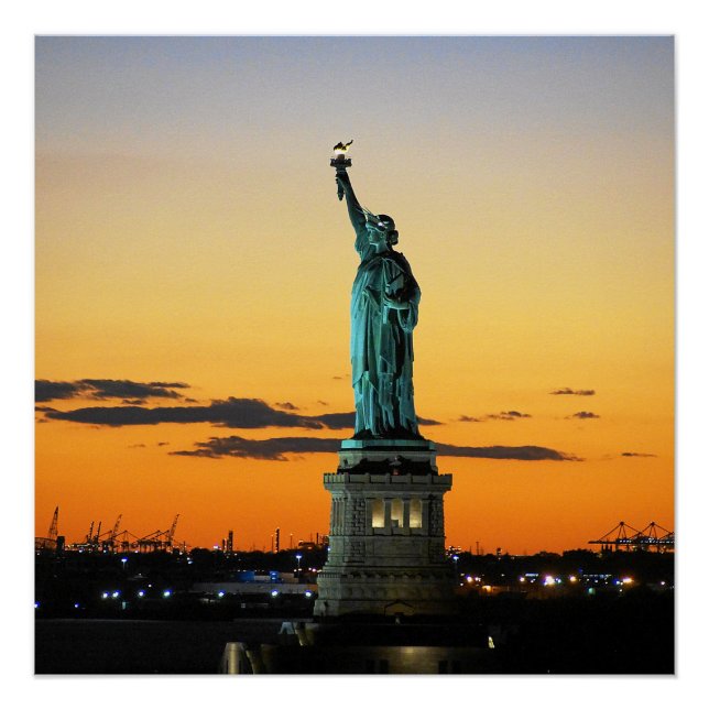 Póster Estatua de la Libertad Sunset Nueva York (Anverso)