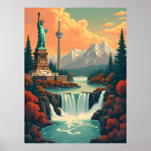 Estatua de la Libertad y paisaje de la Torre CN