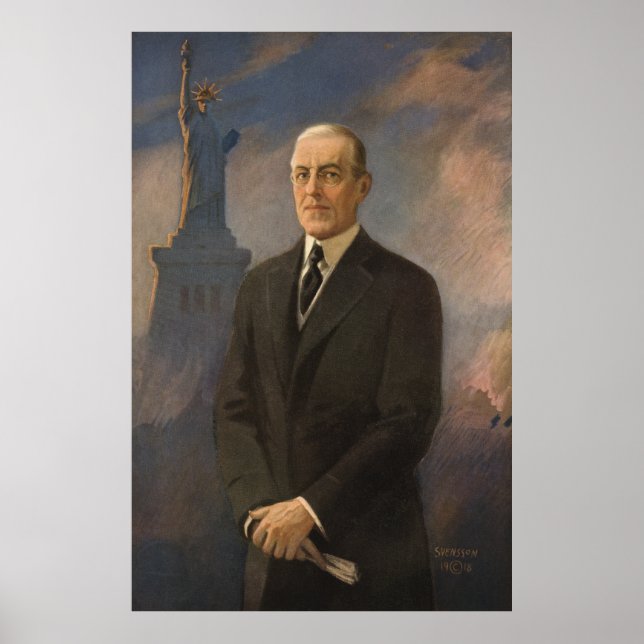 Póster Estatua de la Libertad y Presidente Woodrow Wilson (Frente)