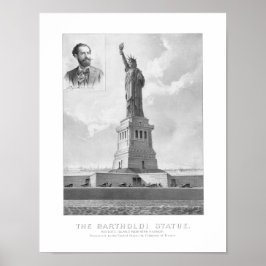 Póster Estatua de la Libertad y retrato de Bartholdi