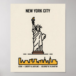 Póster Estatua de la línea aérea de Nueva York de la libe