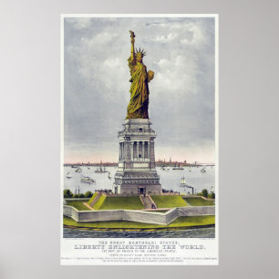 Póster Estatua de la litografía histórica de la libertad