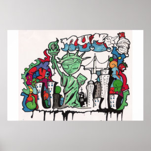 Póster estatua de la pintada de la libertad