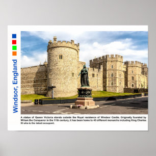 Póster Estatua de la Reina Victoria afuera, Castillo de W