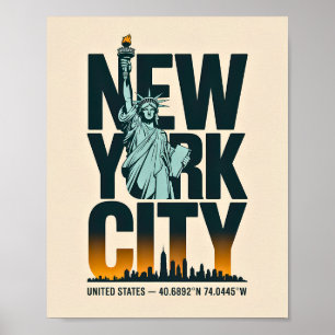 Póster Estatua de la tipografía de Nueva York