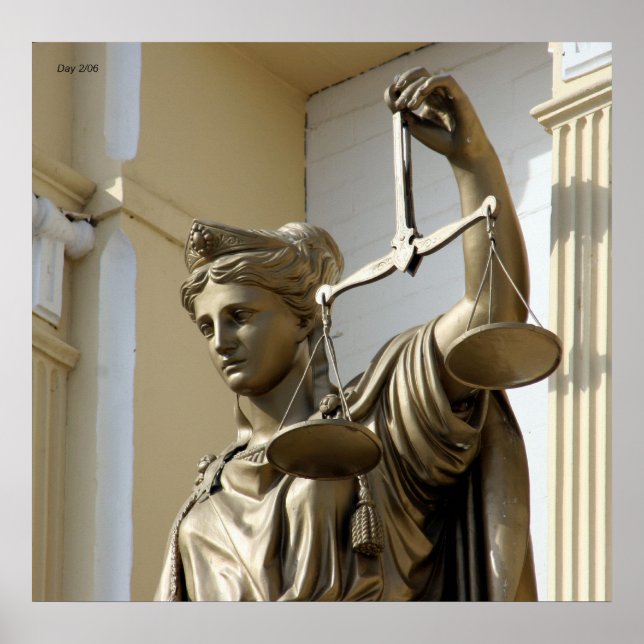 Póster estatua de Lady Justice, Virginia City, Nevada (Frente)