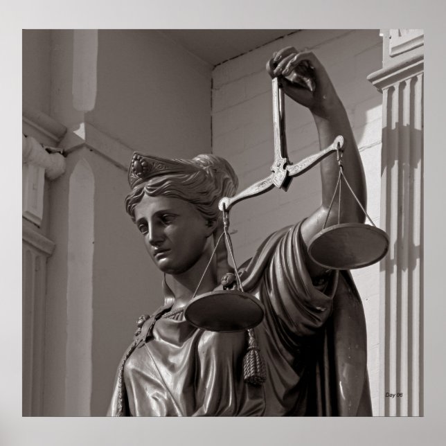 Póster estatua de Lady Justice, Virginia City, Nevada (Frente)