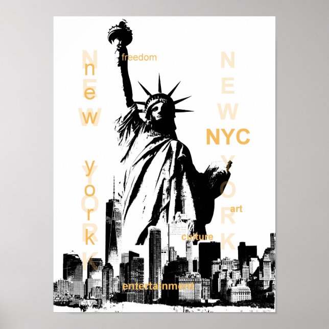 Póster estatua de nyc en nueva york (Frente)
