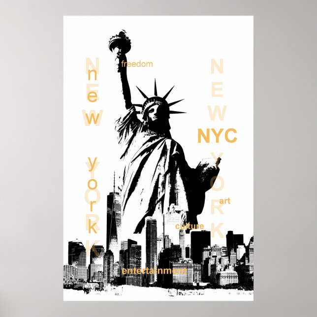 Póster estatua de nyc en nueva york (Frente)