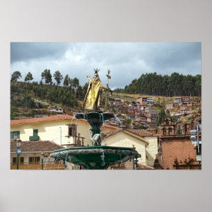 Póster Estatua de Pachacuti en Cusco, Perú