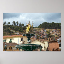 Póster Estatua de Pachacuti en Cusco, Perú