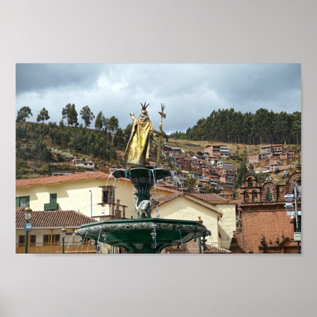 Póster Estatua de Pachacuti en Cusco, Perú (Frente)