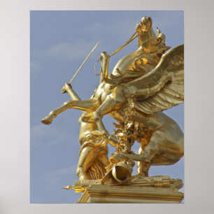 Póster Estatua de Pegasus en el puente Pont Alexander III