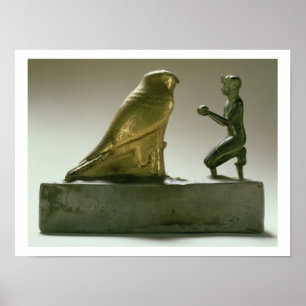 Póster Estatua de rey Taharqa que adora a halcón-dios