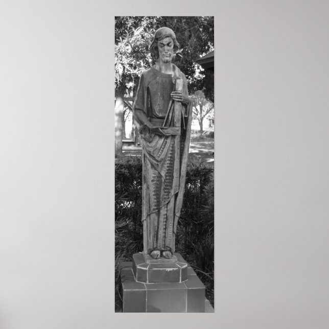Póster Estatua De San José Fotografía En Blanco Y Negro (Frente)