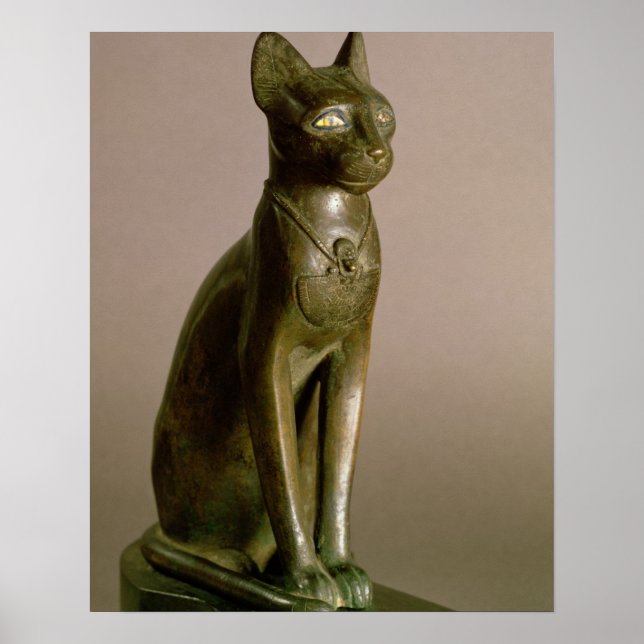Póster Estatua de un gato que representa a la diosa Baste (Frente)