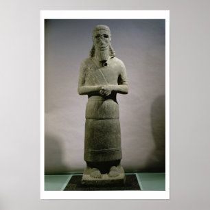 Póster Estatua dedicada al dios Haddad-Yishi (basalto)