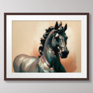 Póster Estatua del caballo de bronce dibujado por Pastel
