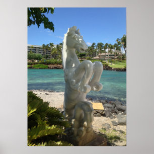 Póster Estatua del hipocampo (Mar-Caballo), Waikoloa,