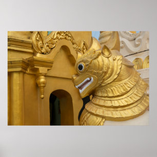 Póster Estatua del León Dorado en el Templo