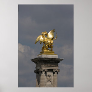 Póster Estatua del Pegasus Gilded de bronce skulptur Pari