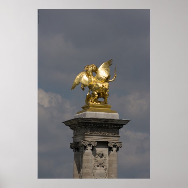 Póster Estatua del Pegasus Gilded de bronce skulptur Pari (Frente)
