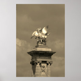 Póster Estatua del Pegasus Gilded de bronce skulptur Pari