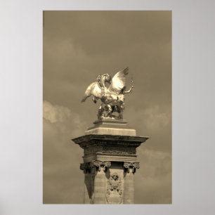 Póster Estatua del Pegasus Gilded de bronce skulptur Pari