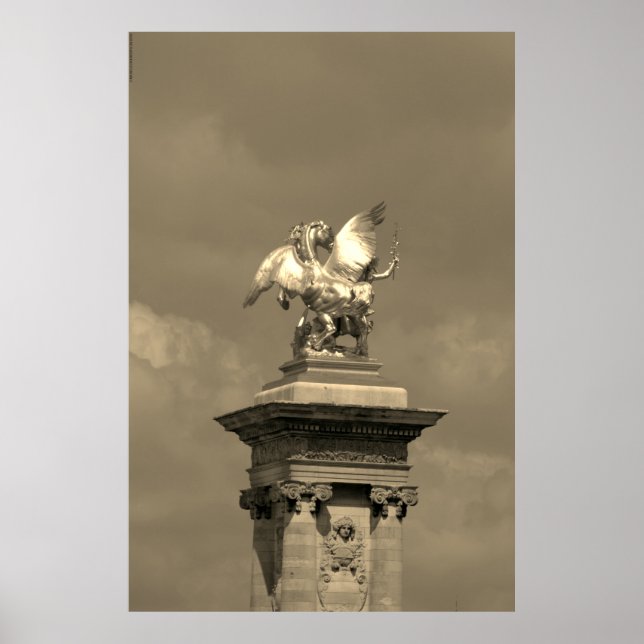 Póster Estatua del Pegasus Gilded de bronce skulptur Pari (Frente)
