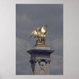 Póster Estatua del Pegasus Gilded de bronce skulptur Pari