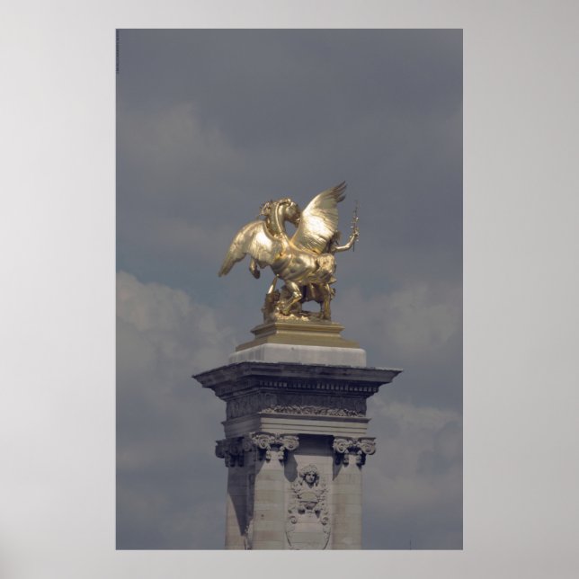 Póster Estatua del Pegasus Gilded de bronce skulptur Pari (Frente)