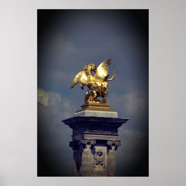 Póster Estatua del Pegasus Gilded de bronce skulptur Pari (Frente)