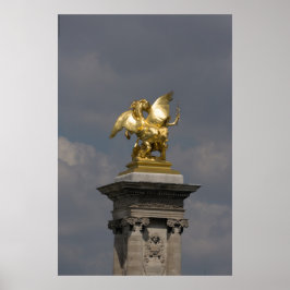 Póster Estatua del Pegasus Gilded de bronce skulptur Pari