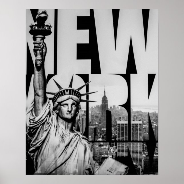 Póster Estatua del Poster de Liberty B&W (Frente)