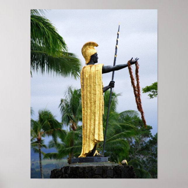 Póster Estatua del rey hawaiano Kamehameha, vista lateral (Frente)