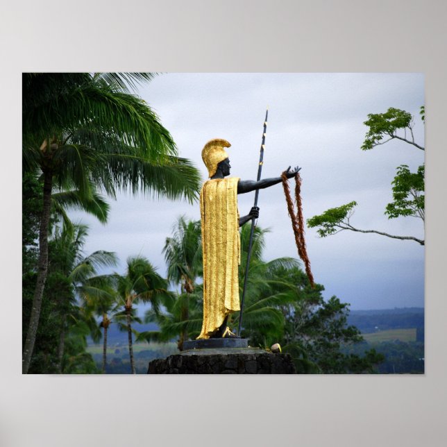 Póster Estatua del rey hawaiano Kamehameha, vista lateral (Frente)