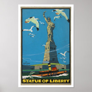 Póster estatua del vintage de los años 20 de la libertad