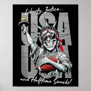 Póster Estatua divertida de la libertad fútbol Usa Patrio
