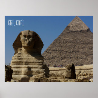 Póster Estatua esfinge en el recuerdo egipcio de Giza en 