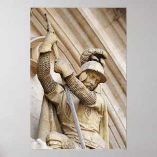 Póster Estatua gótica realista decorando fachadas