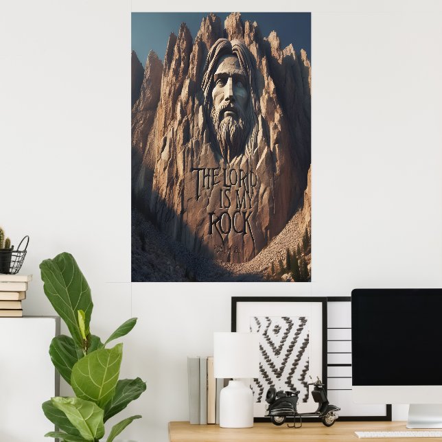 Póster Estatua majestuosa de Jesús: El Señor es mi Roca (Oficina en casa)