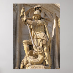 Póster estatua medieval del Arcángel Miguel
