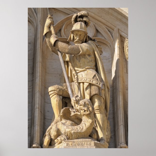Póster estatua medieval del Arcángel Miguel (Frente)